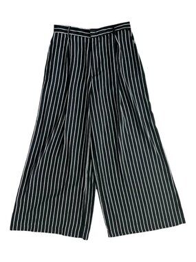 Tronjori Striped Wide Leg Palazzo Pants Black White Size XL
